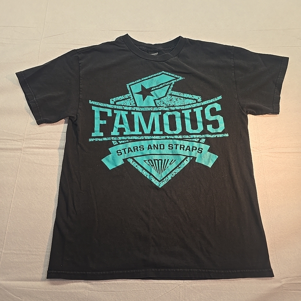 Famous Stars & Straps Black Tee with Teal Design